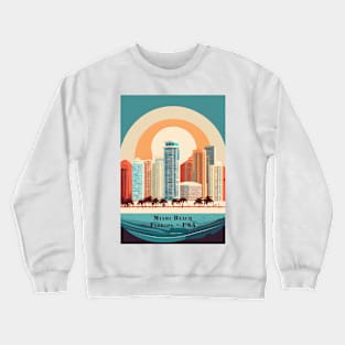 Minimal Vintage Retro Miami Beach Sunset Skyline Crewneck Sweatshirt